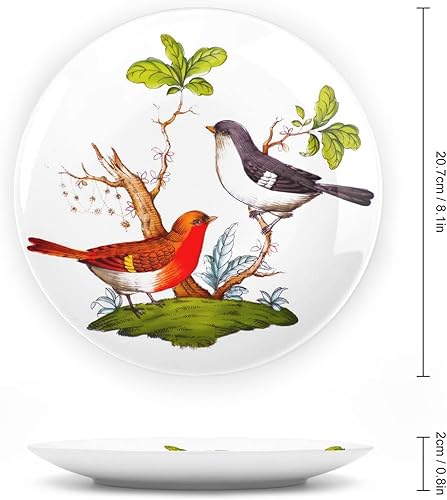 Miniatura 2 de Passerine Birds - Plato decorativo para colgar en la pared, platos hechos a mano, de cerámica para decoración del hogar, platos de porcelana con