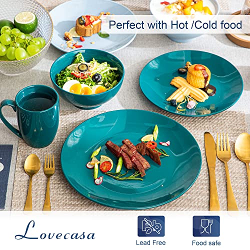 Lovecasa Series Sweet, Porcelain Dinner Service, 16-Piece Combination Service, Blue/Pink, Dinnerware Set for 4 | Dinner Plates, Cups, Dessert Plates & Bowls - Image 5