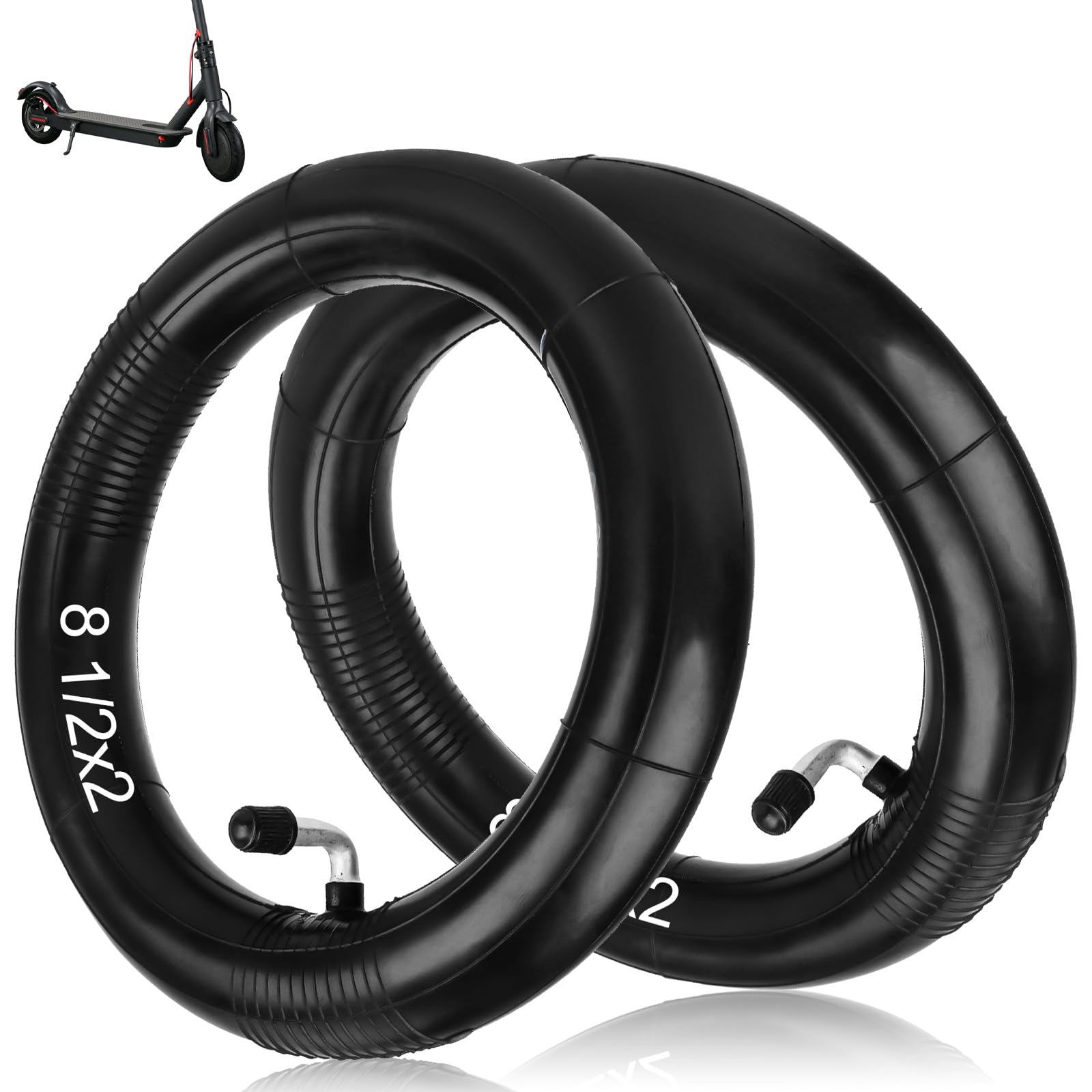 8.5 Inches Thicken Scooter Inner Tube, 8 1/2 x 2 Inflated Tube Explosion-Proof Butyl Rubber, 50/75-6.1 Bent Valve Compatible for Gotrax Gxl V2/Xiaomi M365 /M365 Pro/Pro 2/1S (Bent Valve)