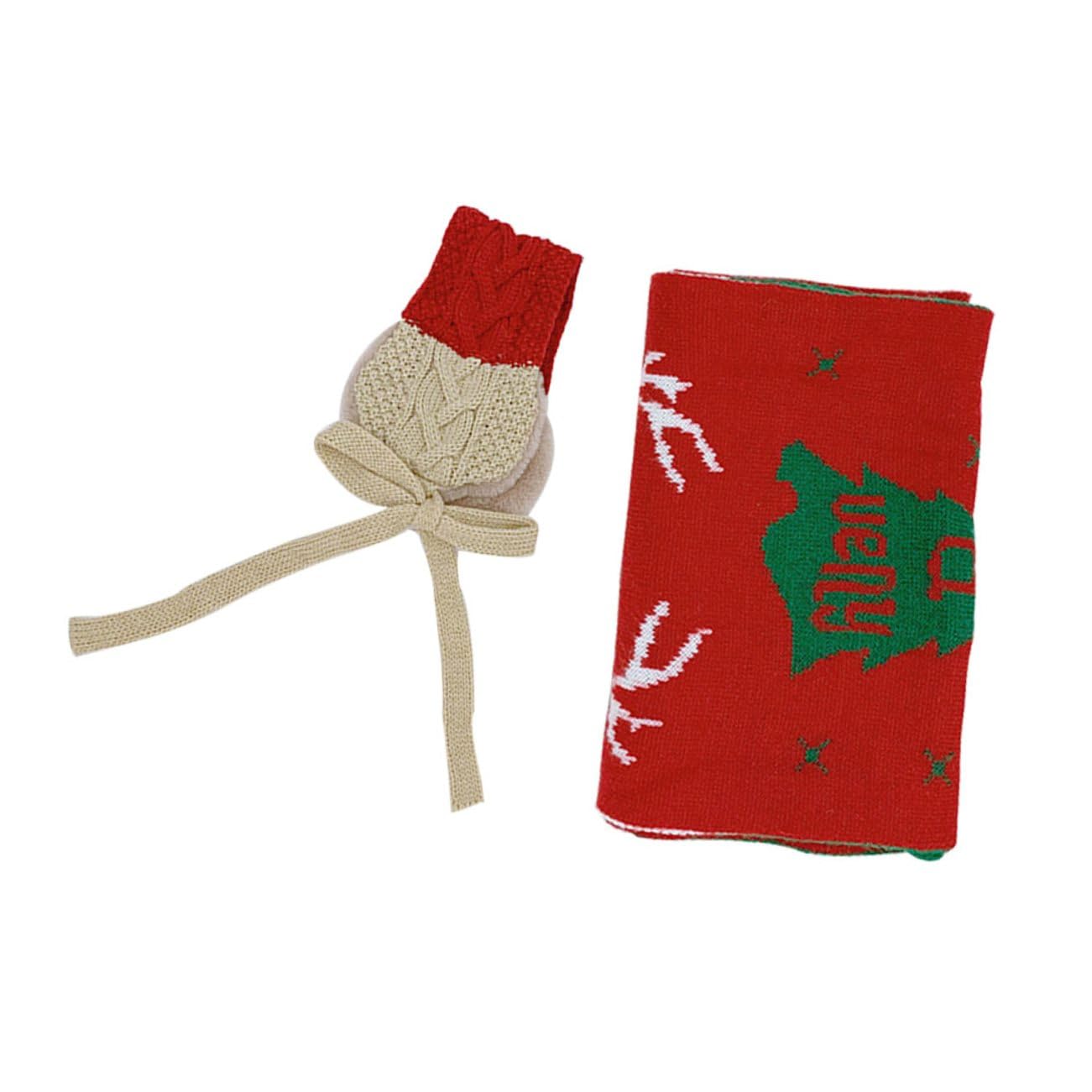 Bufanda navideña y orejeras rojas y verdes para paseos y eventos de invierno 8