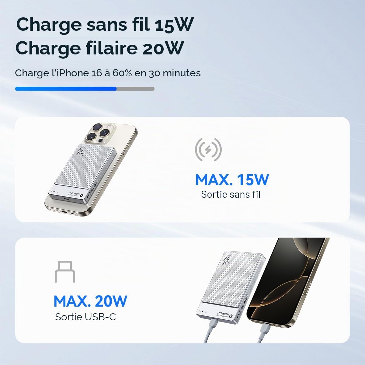 REDMAGIC Batterie Externe pour MagSafe 10000mAh, Design Ultra Fin 14 mm