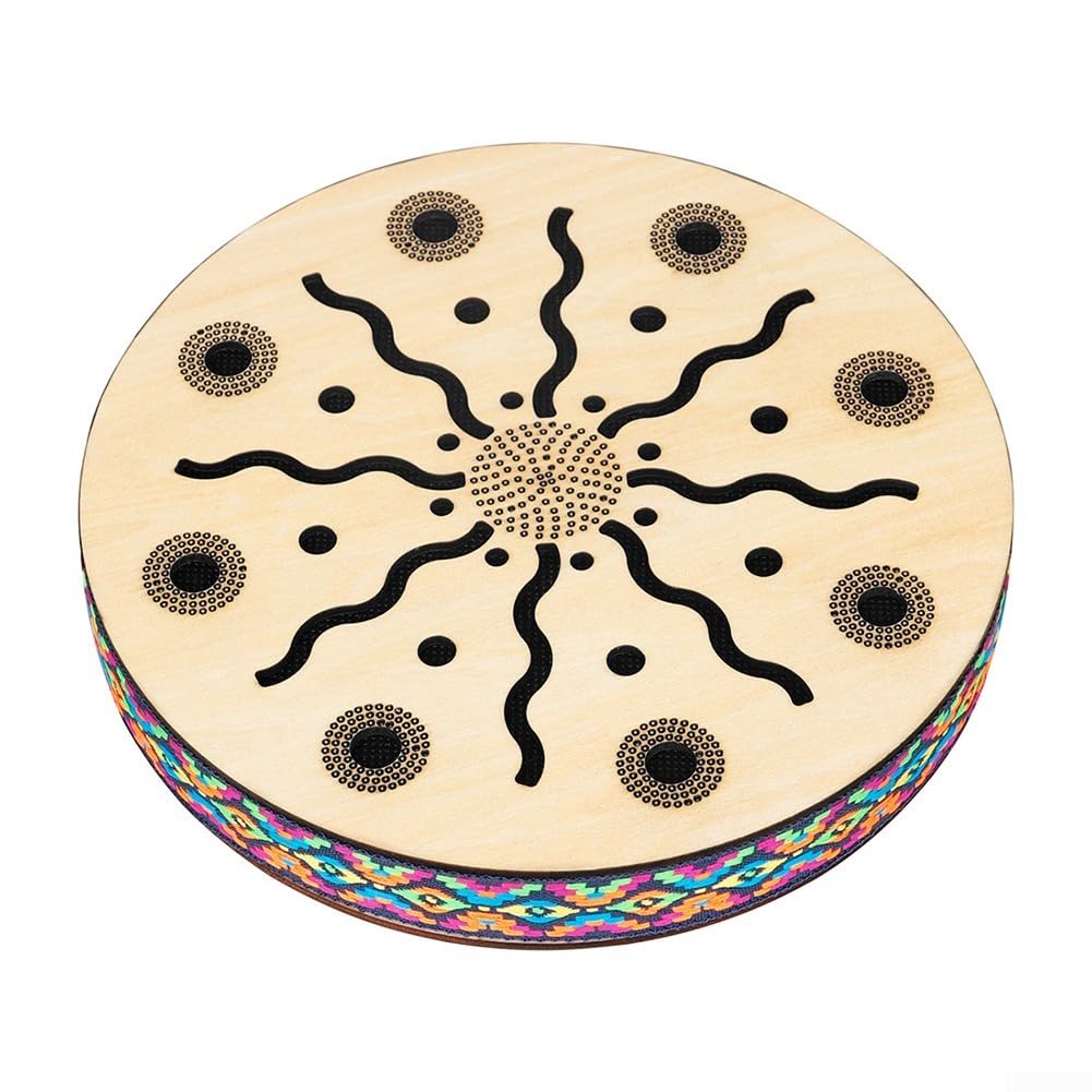 Tambour thérapeutique, tambour de mer de 20,3 cm, instrument de percussion ethnique, bois naturel