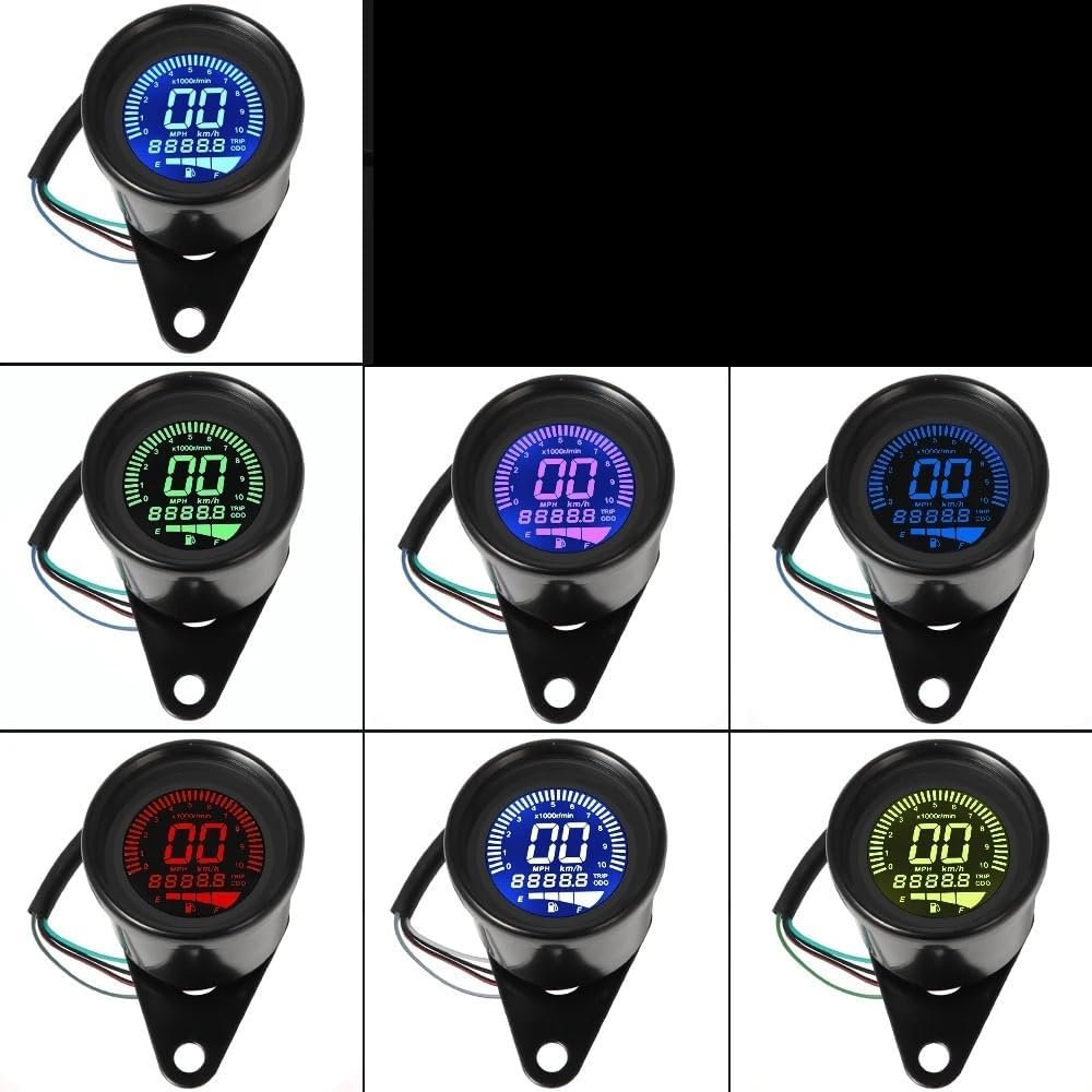 Motorcycle Odometer Gauge Universal Digital Motorcycle Screen Techometer Odometer Techometer Fuel Gauge For 1-4 Cylinders