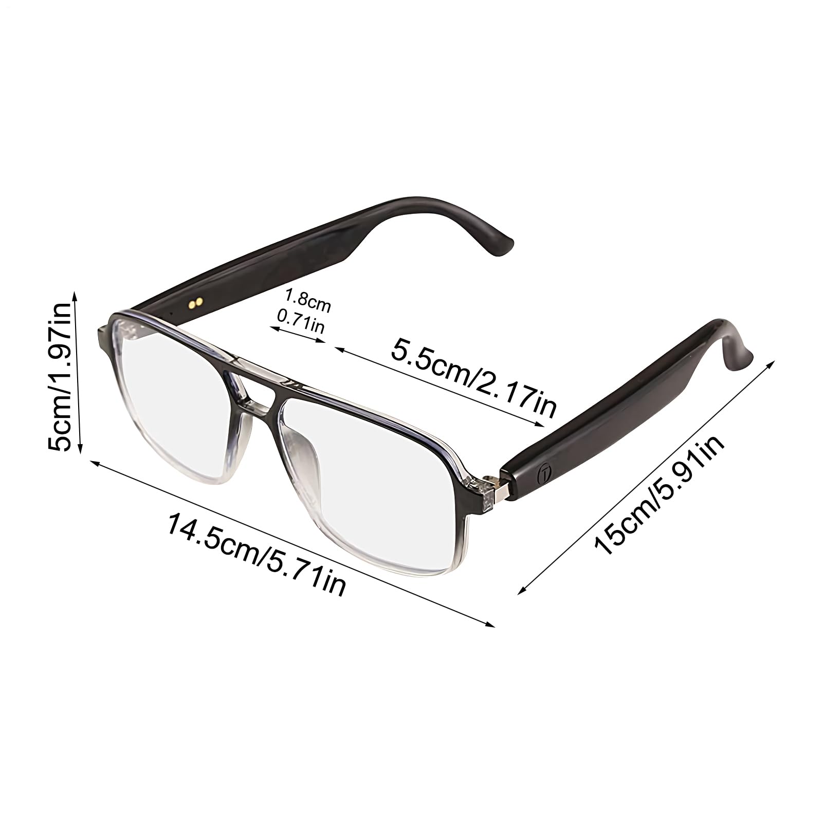 Lunettes Connectées pour Homme - Lunettes de Traduction Simultanée Intelligente | Équipement Multifonction Élégant Avec Batterie Longue Durée Pour Appels, Lecture Et Communication Multilingue