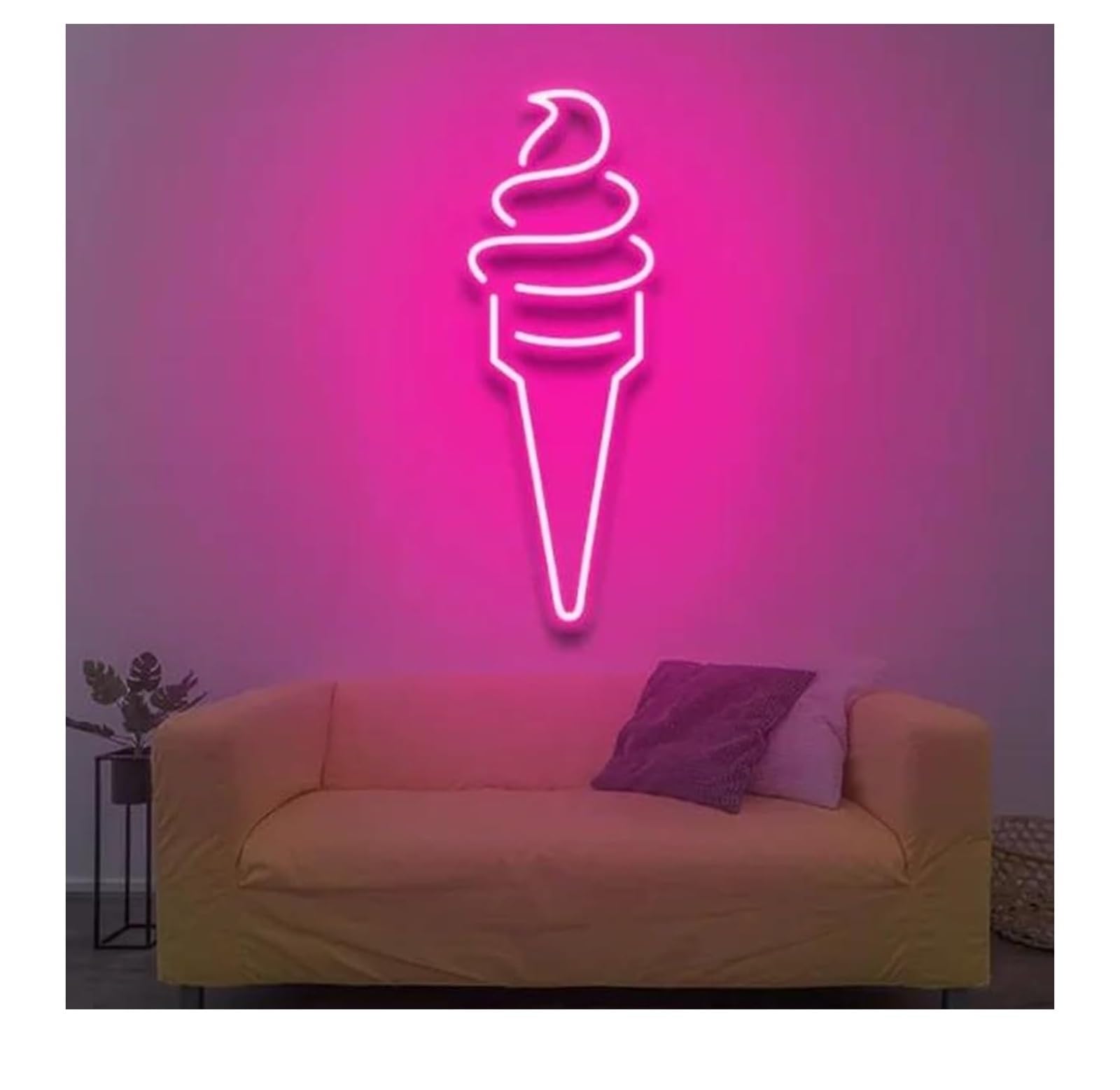 Zynther Neon lamp for neon Sign Ice Cream Wall Decoration for Summer Activities, Kids Bedroom Bar(Rose)