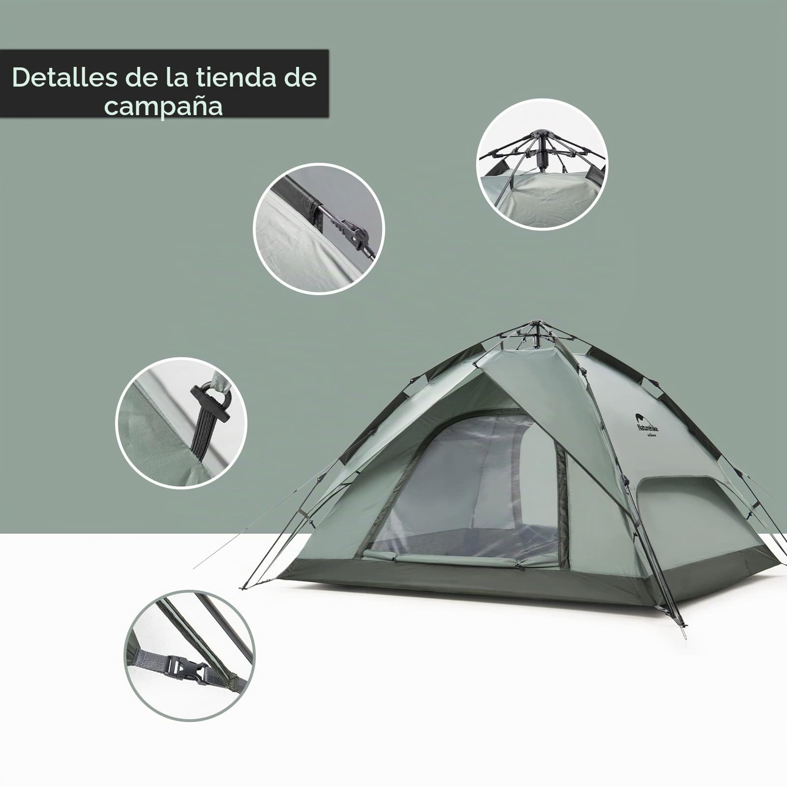 Naturehike Tiendas Instantáneas Carpa para Acampar Automática 3/4 Personas Carpa Domo de Dos Pisos Carpa Familiar Grande con Bolsa de Transporte