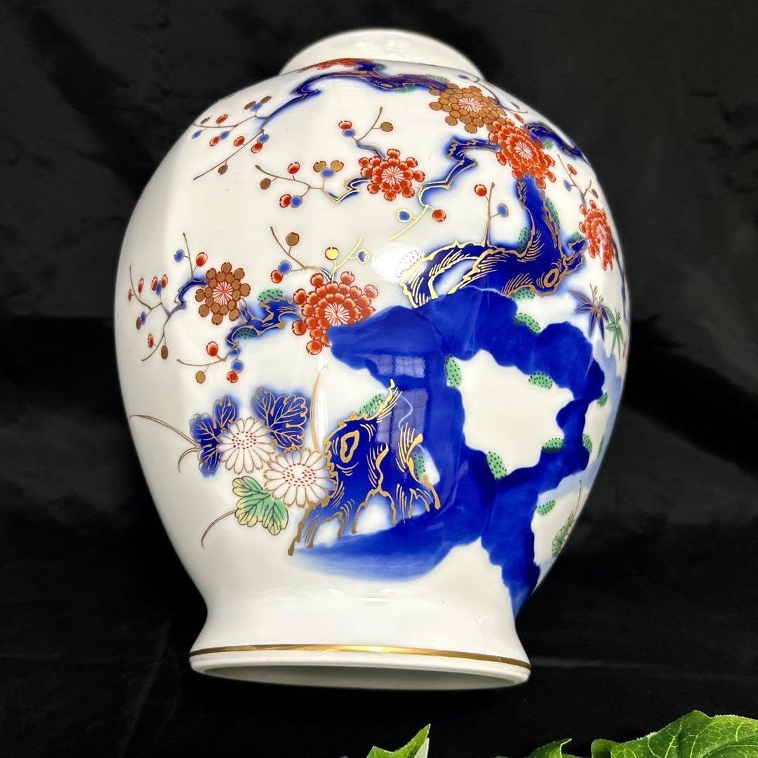 1140  深川製磁　金彩　梅の木　花瓶　未使用 1140 深川製磁金彩梅の木花瓶未使用