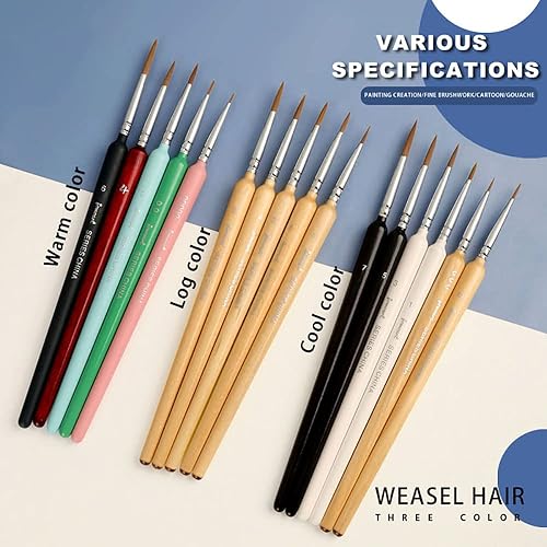 Miniatura 3 de JOWOART Juego de 11 pinceles de pintura para detalles finos, kit de pinceles de pintura en miniatura, juego de pinceles para acrílico, acuarela,