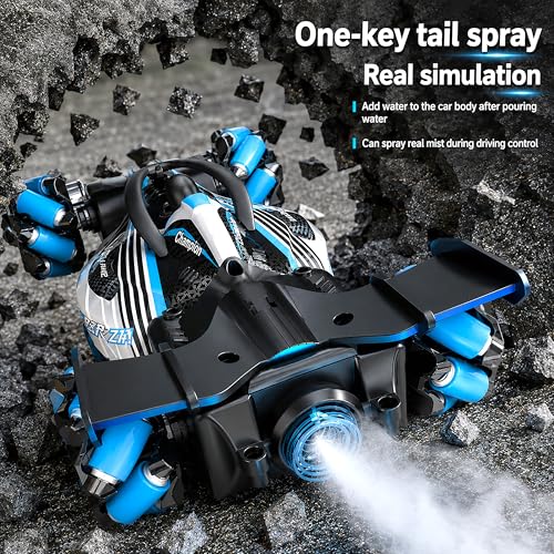 Image of VGRASSP 2.4 GHz Remote Control Phantom Drift Stunt Mist Car Toy for Kids with Flashing Lights and Music - 360 Rotating Rechargeable 4WD RC Formula Smoke Car for Boys and Girls - Color As Per Stock