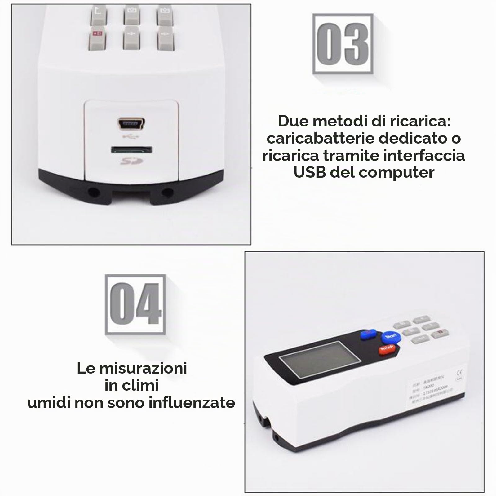COYEUX Rugosimetro Digitale, Campo di Misura 160 μm, precisione 0,001 μm, con Display LCD e sonda diamantata, per superfici Metalliche