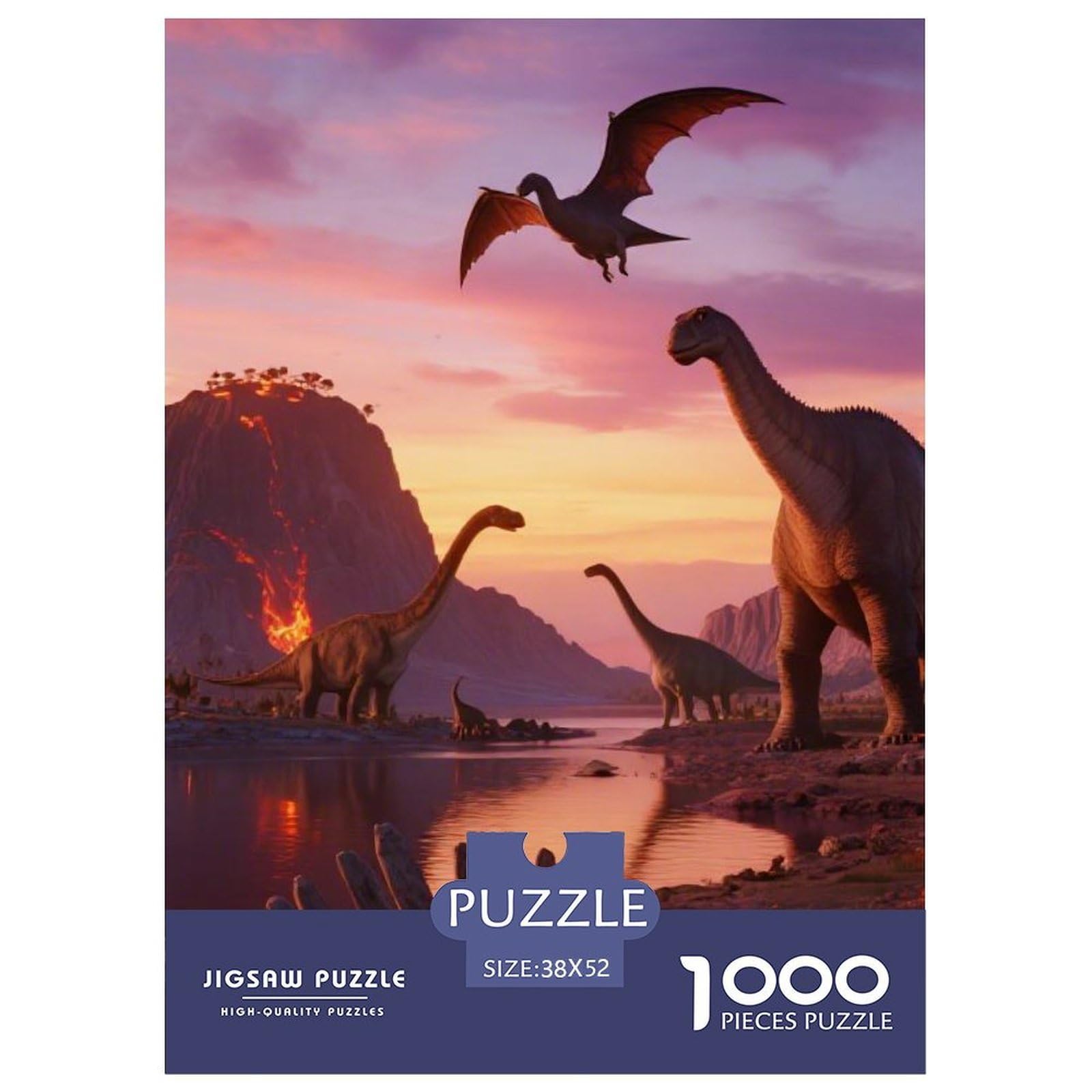 Dinosaur 1000 Pieces Jigsaw Challenging Game Toy Dinosaur World Home Decoration Family Fun Adults Gifts 52x38cm/1000pcs