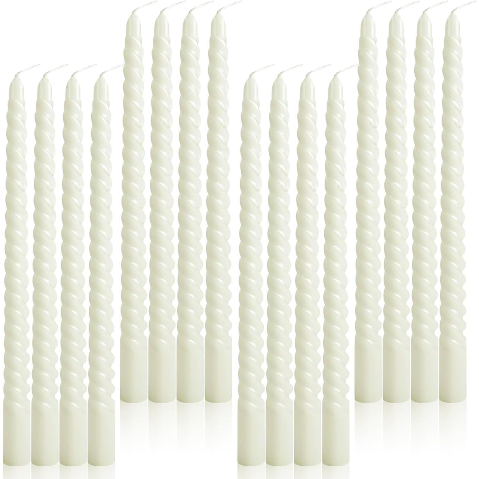 Preocea White 16 Pcs Spiral Taper Candles, 25.3Cm Dripless Twisted Candles, Spiral Candle Twisted Candlesticks, Long Unscented Candle Sticks For Dinner Wedding Party Home Decoration