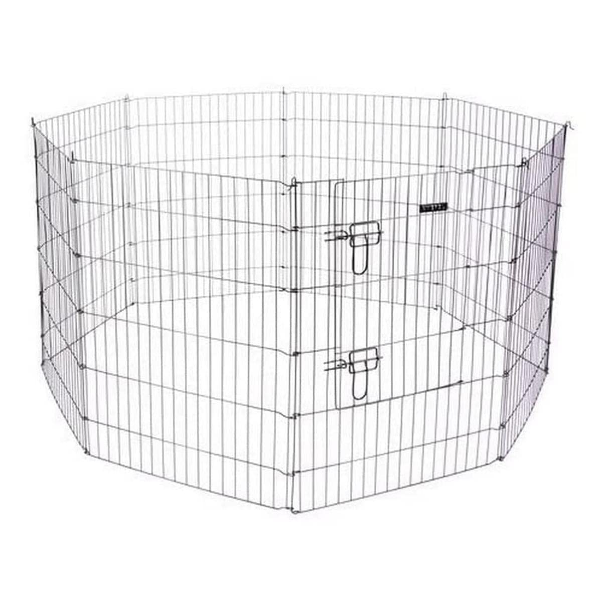 Kerbl Kleintiergehege (ø 143 cm, 8 Zaunelemente je 57 x 78 cm, Metall pulverbeschichtet, Gitterabstand 3 cm, Welpenauslauf, beliebig erweiterbar) 81715