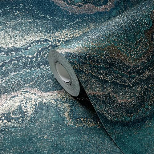 Livingwalls 396593 Wallpaper with Marble Look Design Marble in Dark Green, Blue, Bronze - Image 3