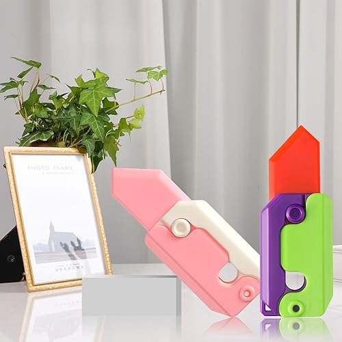 Miniatura 4 de JULBEAR 4 piezas de juguetes para ansiedad con impresión 3D, cuchillo fluorescente de nabo zanahoria, juguete sensorial para adultos, juguete para