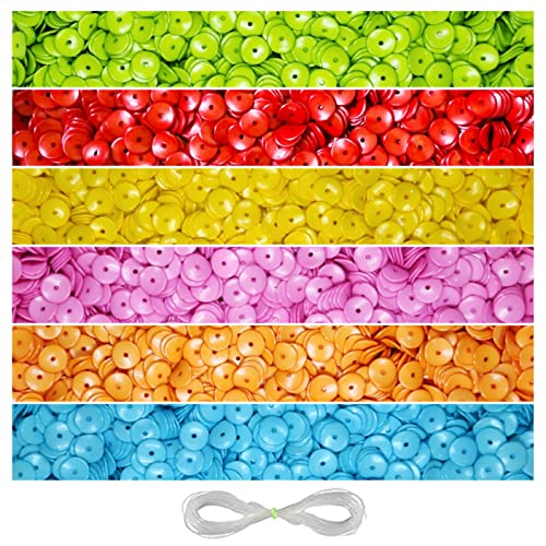 Image of 1350 Pcs Sequin Beads for Jewellery Making Kit - Beads for Bracelet Making Kit - Beads for Craft - Plastic - Multicolour - 6mm, 180g
