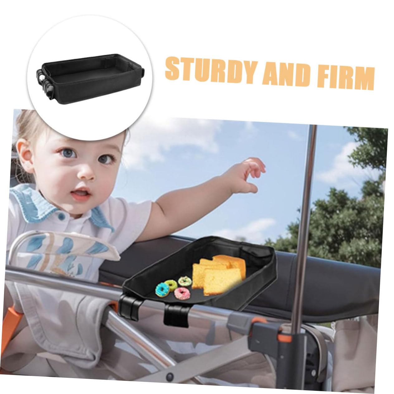 BESTonZON Vassoio Per Passeggino Porta Snack Clip Organizer Per Ragazzo Ragazza Ragazza e Ragazzo Piccoli in Tela Morbida Nero