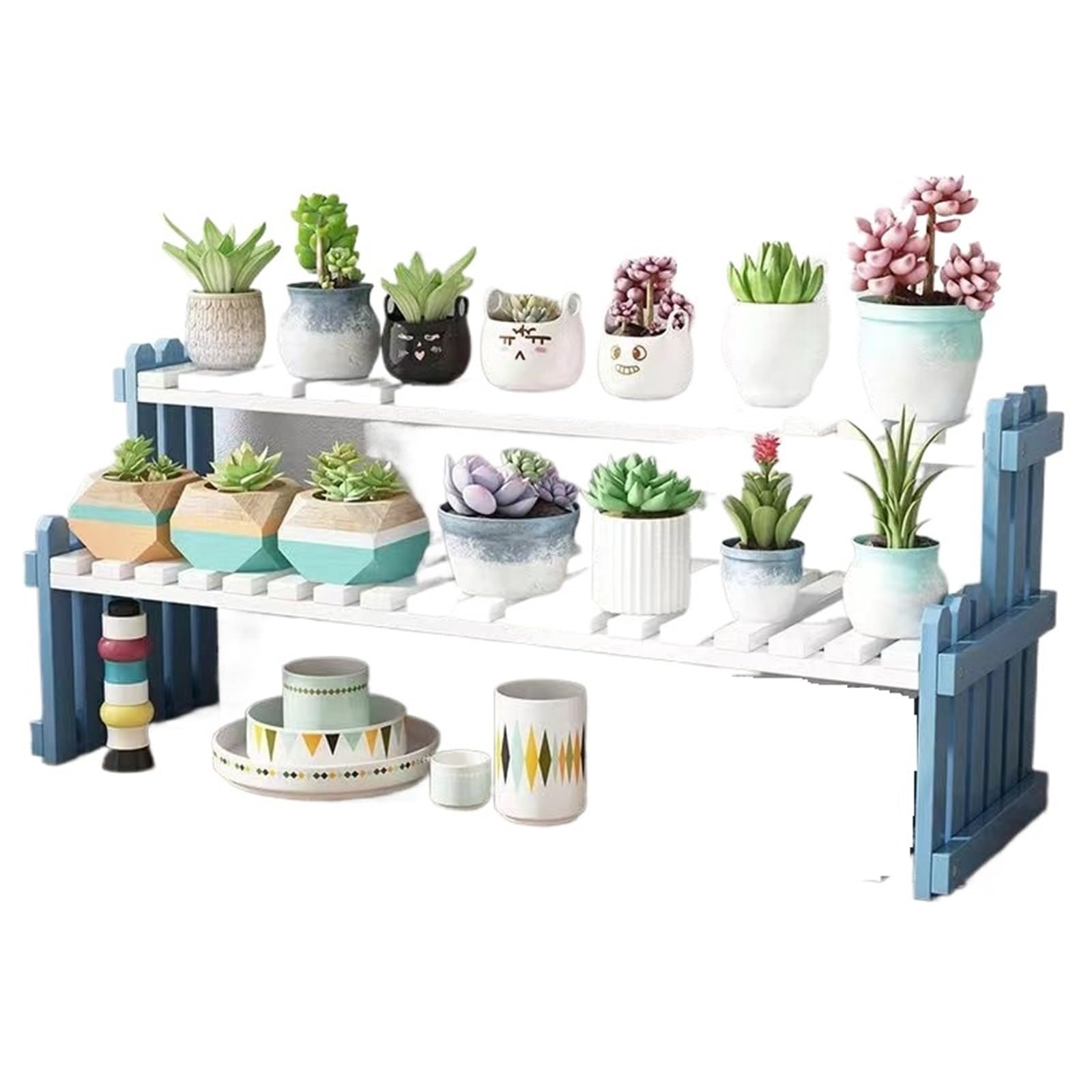IOPKLYTF Plant Stand Wooden Plant Stand Storage Rack 2-Tier Desktop