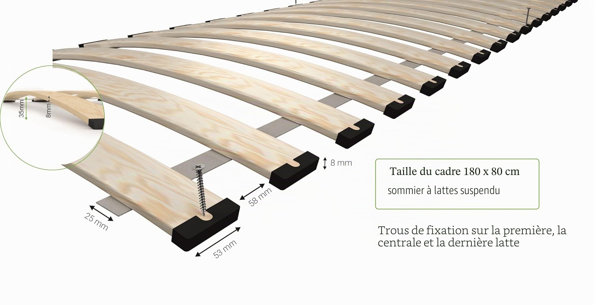 Generisch Sommier à Lattes en Bouleau Ressorts 80x180 cm 14 Lattes Lit, Cadre, Dormir, Confort, Bois, Naturel, Chambre à Coucher
