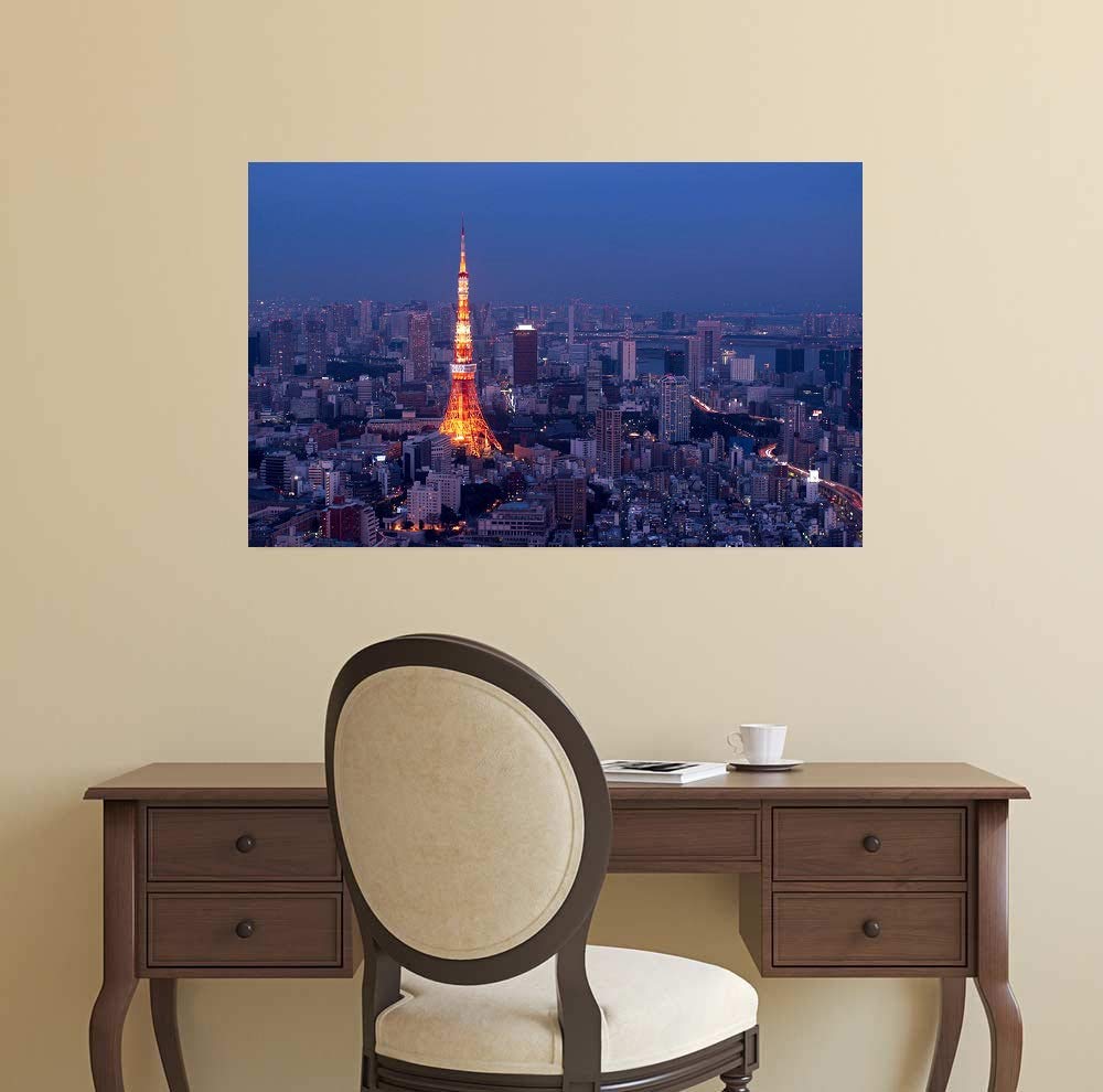 Amazon.co.jp: Potooart 町並み 夜景 東京タワー ポスター キャンバス