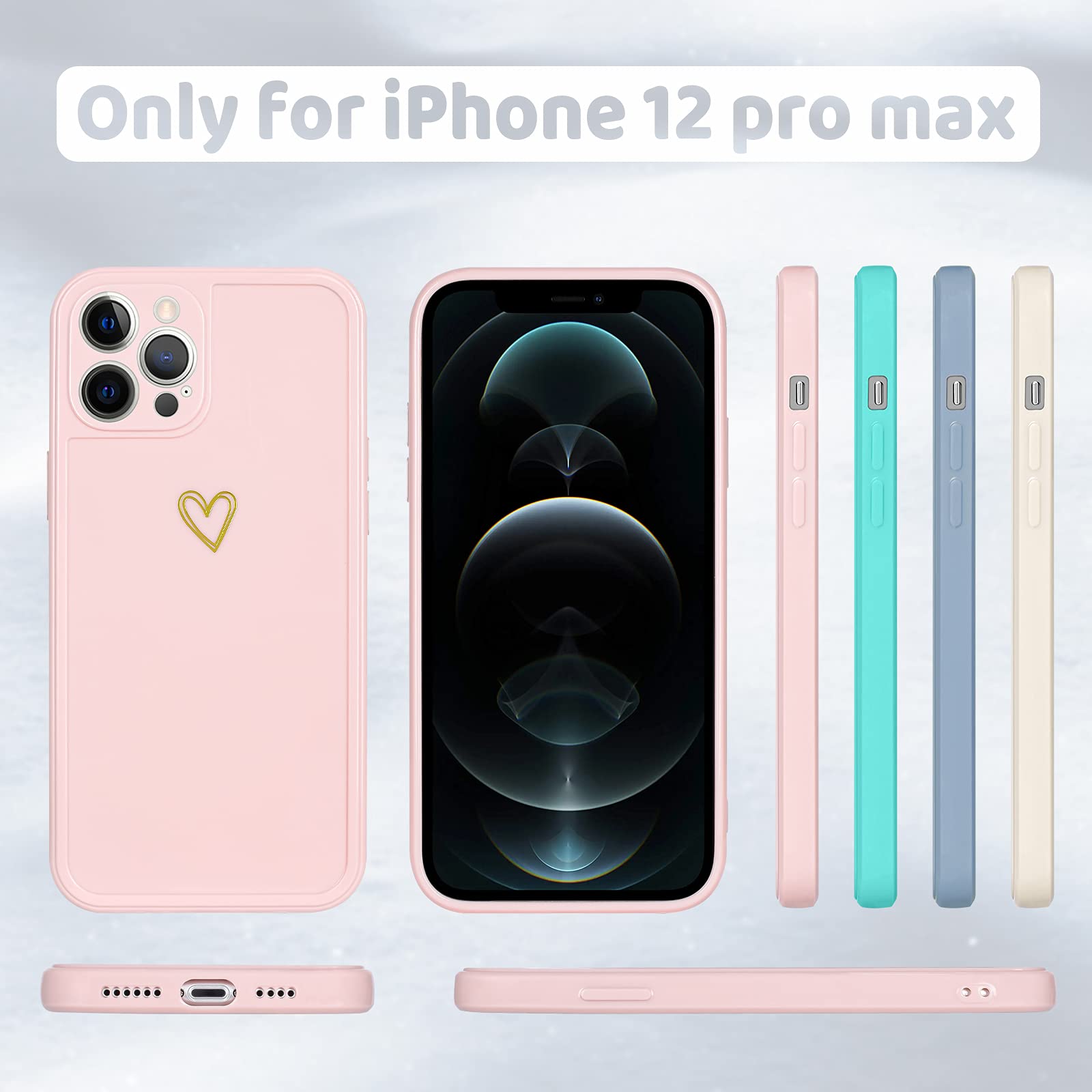 Custodia Newseego Per IPhone 12 Pro (6,1'') Con Cuori - Morbida TPU Bianca, Antiurto E Sottile Per Ragazze