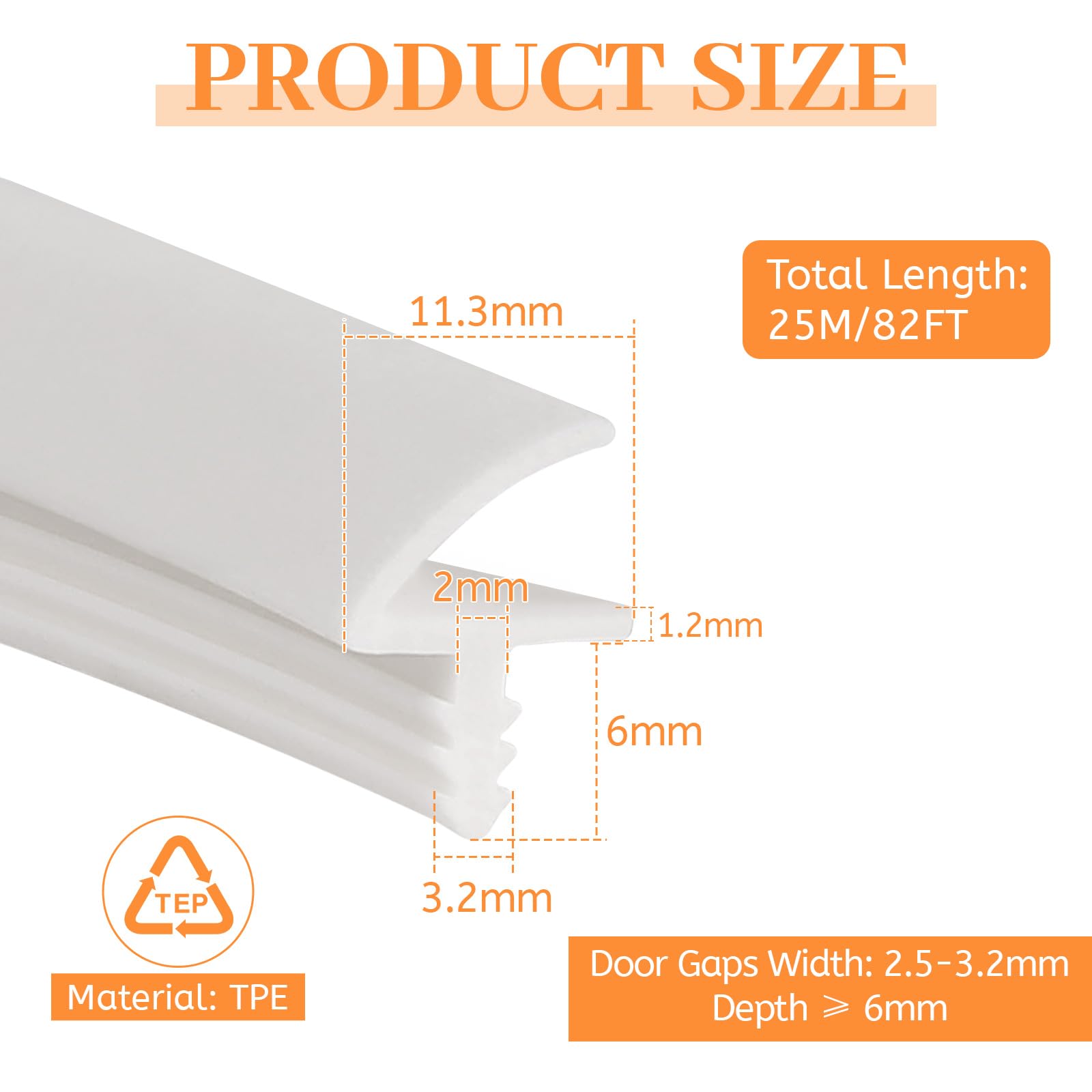 DBREAKS Joint de Porte 25m Caoutchouc TPE Rainure 3mm Pli 11mm
