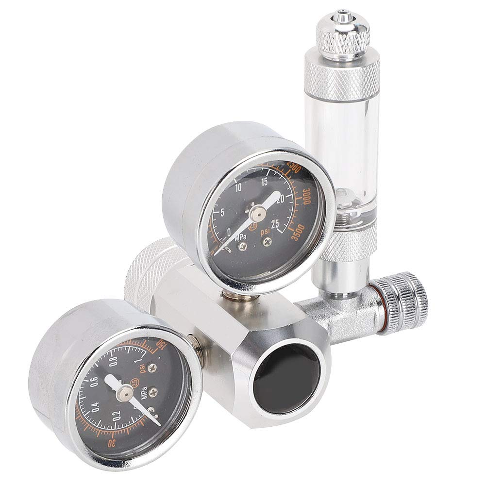 Srliya Accessoire D'aquarium Régulateur de CO2, Affichage à Double Jauge avec Compteur de Bulles et Clapet Anti-Retour (Interface G5/8 de Grand Compteur Double Ordinaire)