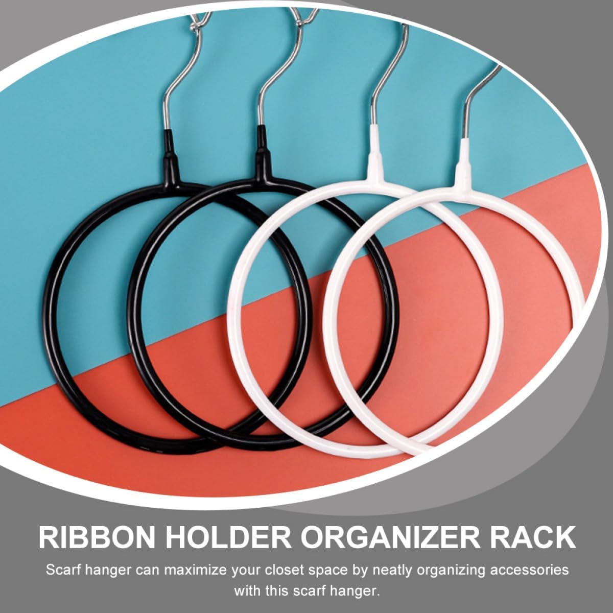 4pcs Round Ring Scarf Hangers, Black Silicone Stainless Steel