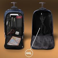 Cabin Max Lyon repülőtéri fedélzeti kézipoggyász görgős hátizsák, 44L, kék 6