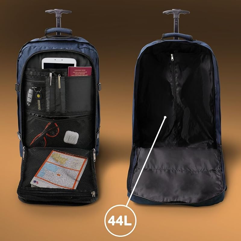 Cabin Max Lyon repülőtéri fedélzeti kézipoggyász görgős hátizsák, 44L, kék