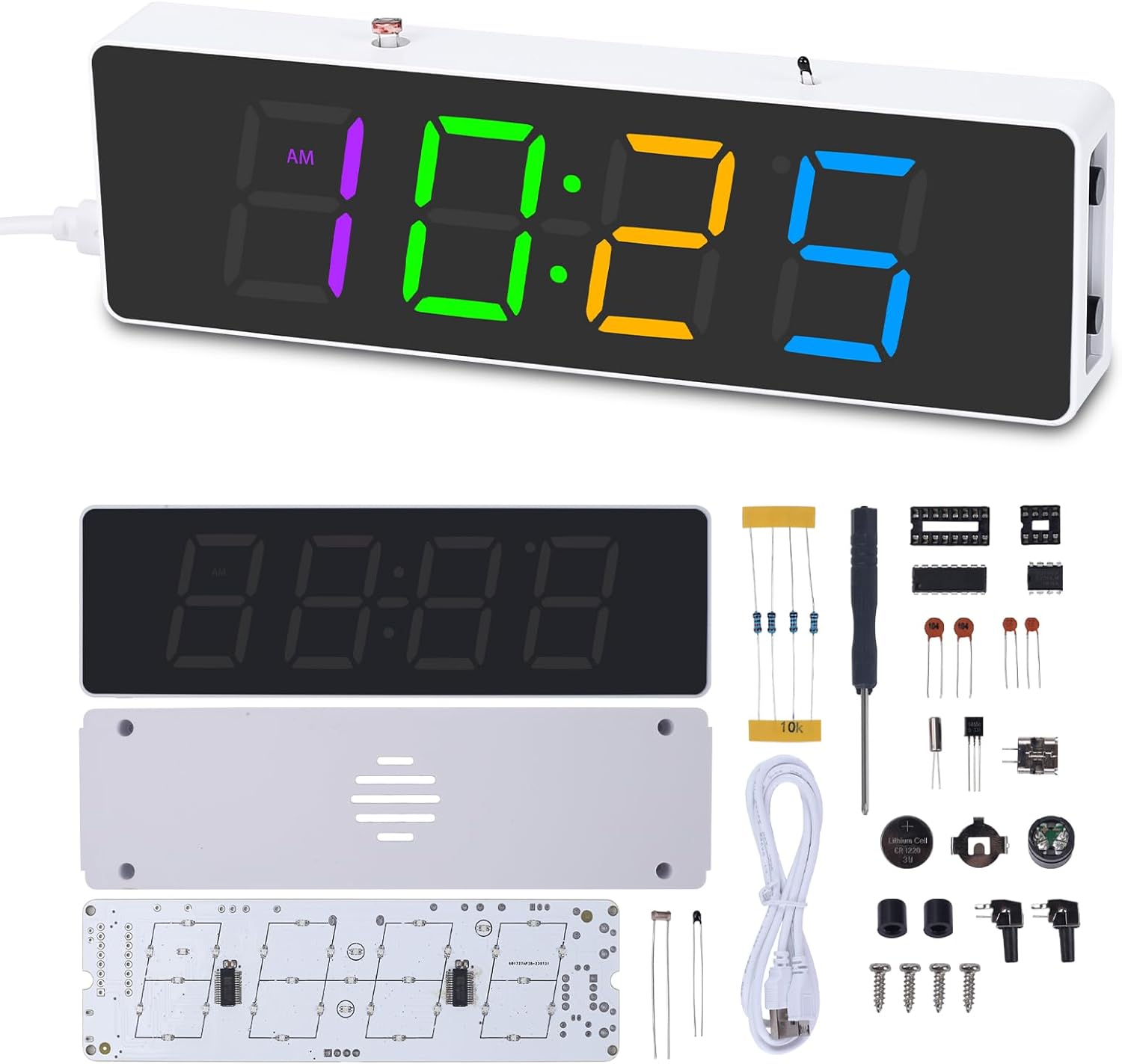 MiOYOOW Soldering Practice Kit, 4digit RGB Colorful LED Digital Clock