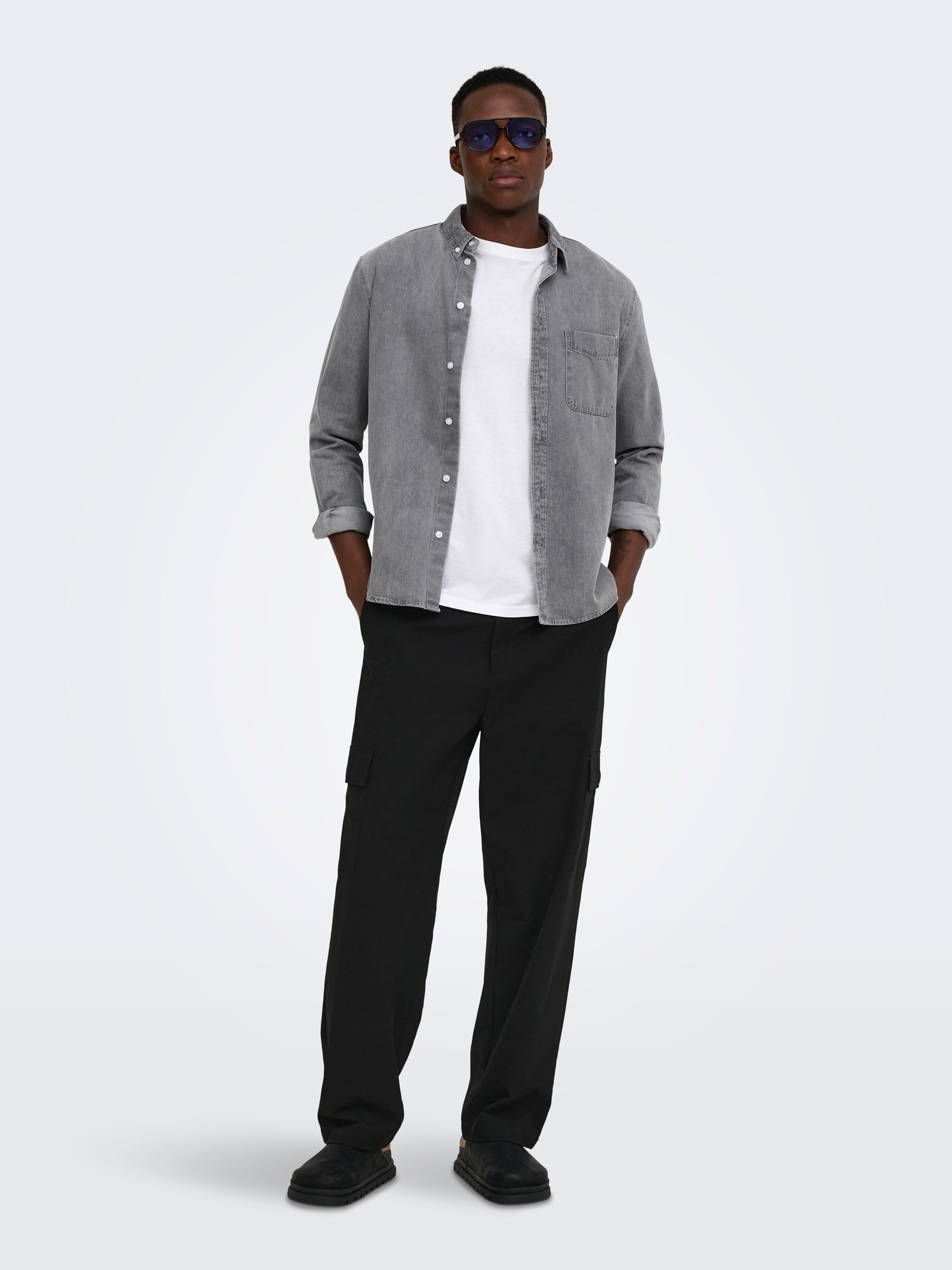 Only & Sons Onsorson Regular Yfm DNM Shirt Noos, Denim Grigio Chiaro, XL Uomo