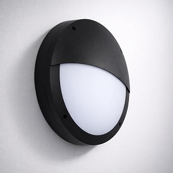 LEDBRITE Heavy Duty Outdoor Wall Light IP65, Anti Vandal Commercial Grade LED Bulkhead, CCT 3000   6000K, Die Cast Wall Light, 9 18W, Indoor & Outdoor, Black [Energy Class A]