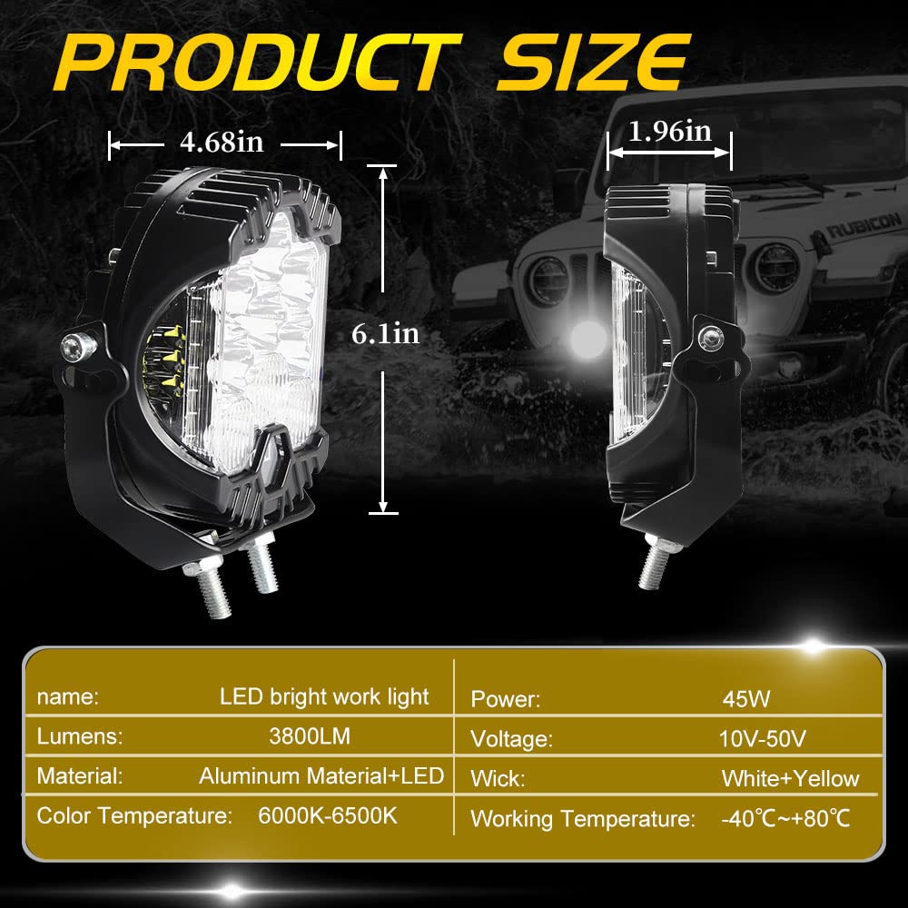 UPXSXT 2Pcs 5 inch Car LED Work Lights - Image 4