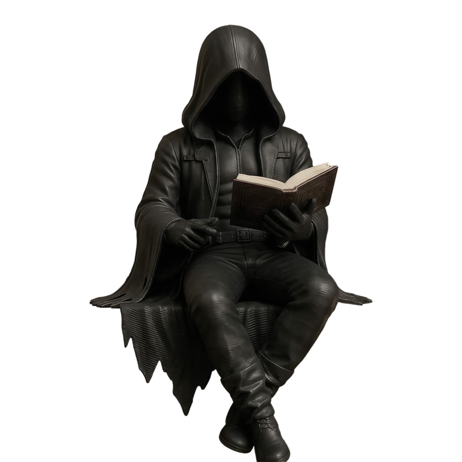 Shelf Sitter Gothic Reading Figurine Resin Decor for Dark Fantasy Rooms, Bookcases, and Desktop Display Styling Gothic Reading Figurine Dark Fantasy Shelf Sitter Decor Bookshelf Statue Desk Ornament