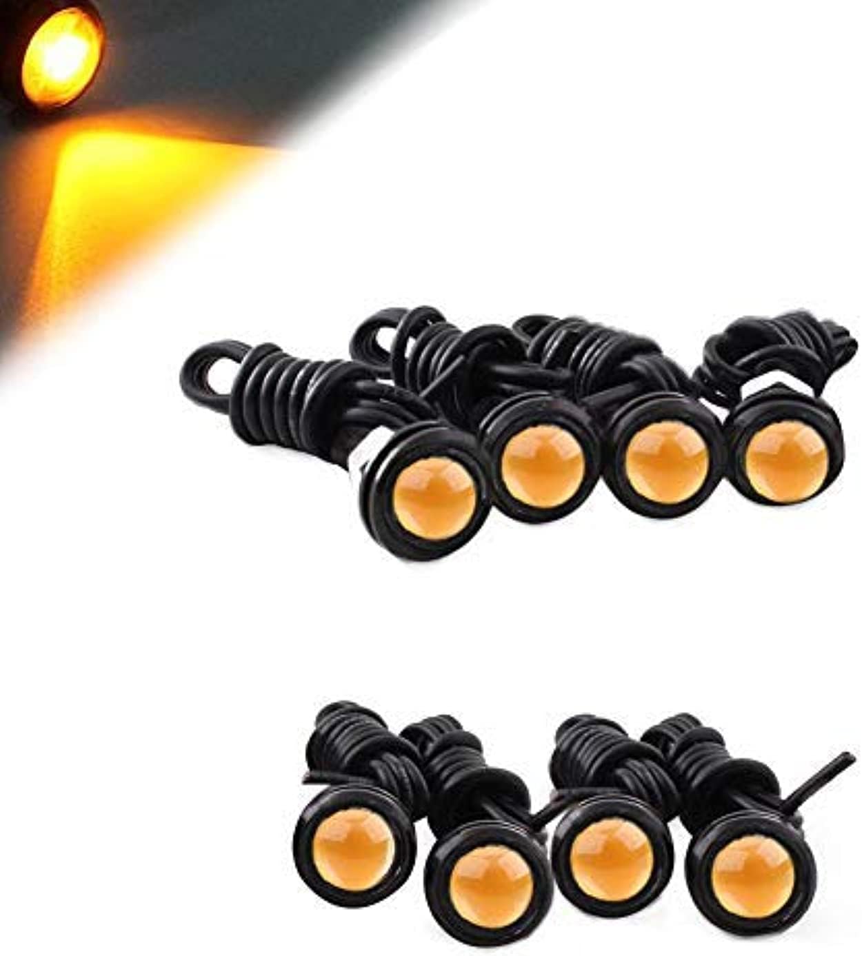 HOTSYSTEM 12V 9W Led Eagle Eye Lamp Bulbs for Car Tail Light (8-Pack, Yellow Light Black housing)