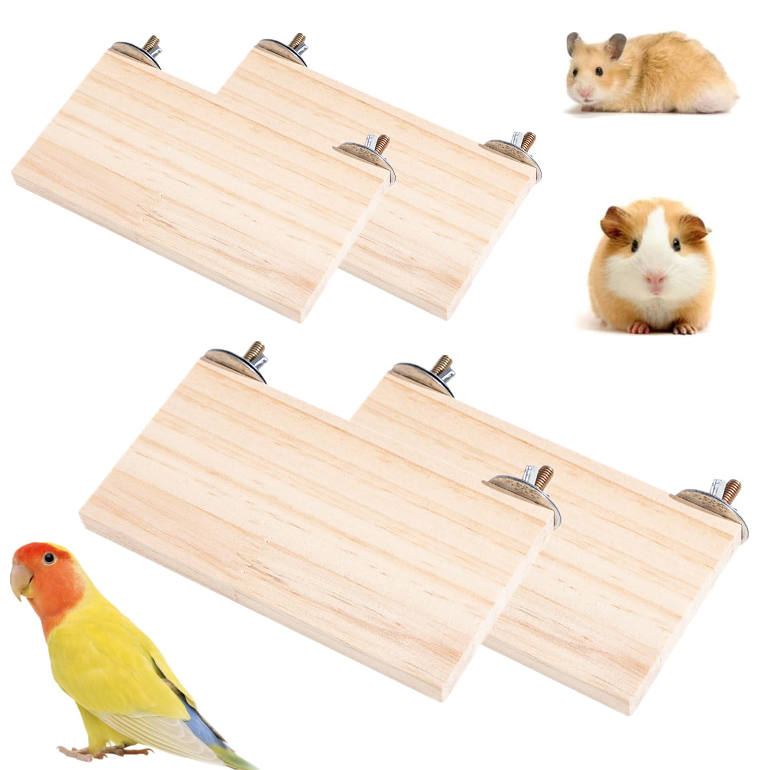 4 Pezzi Piattaformas per Posatoio per Uccelli Piattaforma della Gabbia per Criceti Pappagallo Piattaforma Quadrata per Pappagallo Criceto Scoiattolo Cockatiel Animali Domestici