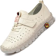 Womens Hollow Breathable Leather Flats Loafers Slip on Handmade Non-Slip Ultra Soft Bottom Casual Orthotic 4D Pain Relief Walking Dotmalls Shoes White,9,Women,9