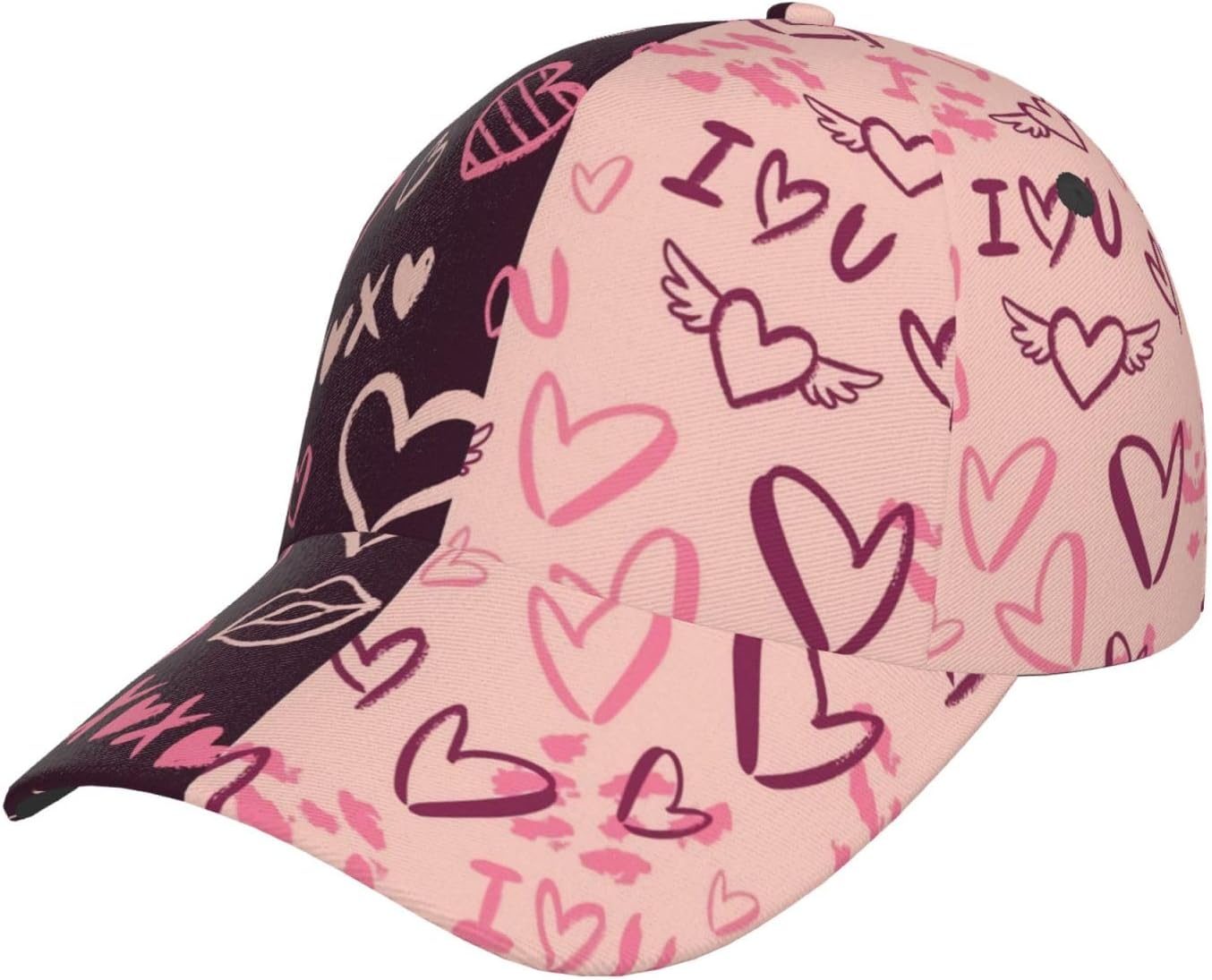 Happy Holiday Baseball Cap,Love Heart Baseball Hat,Fashion Snapback Hats Hearts Trucker Hat for Women Men