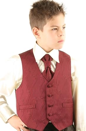 Gilet De Costume Garcon Avec Motifs Coloris Bordeaux Bordeaux 6 Ans Amazon Fr