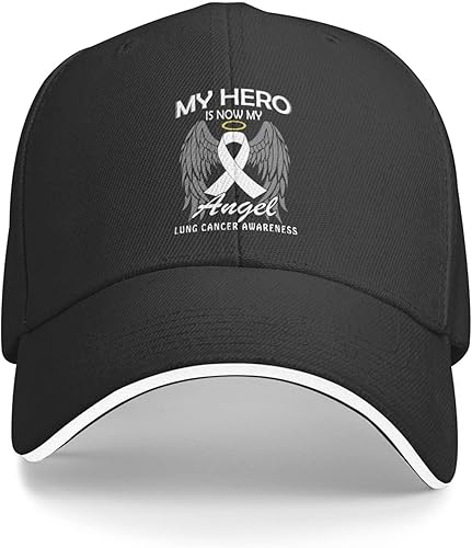 Miniatura 2 de My Hero is Now My Angel Lung Cancer Awareness Adult Adjustable Classic Casquette hat Baseball Cap Golf Cap Black Unisex