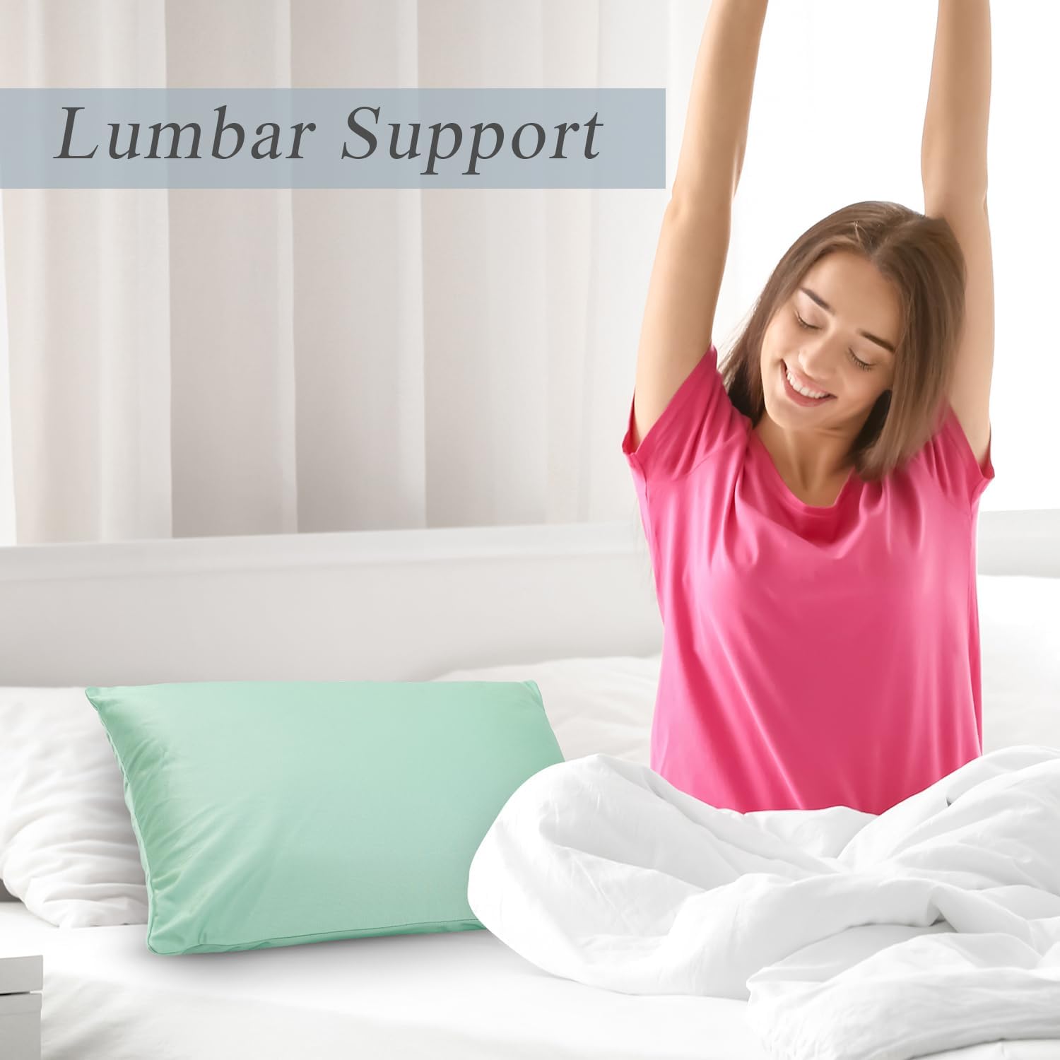 Microbead Throw Pillow with Removable Cover Bed Body Microbead Pillow Neck Head Back Support, Spandex Soft Silky Fabric for Sleeping and Travel Sofa Bedroom Comfortable (Jade Green) - Image 6