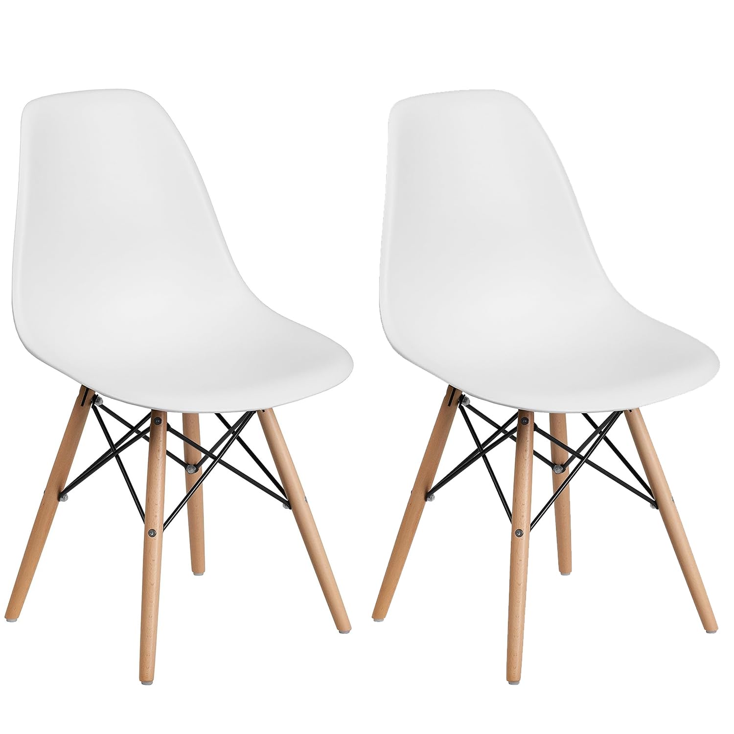 Mahmayi White Shell Dining Chair - Mid-Century Modern Eames DSW - Set of 2
