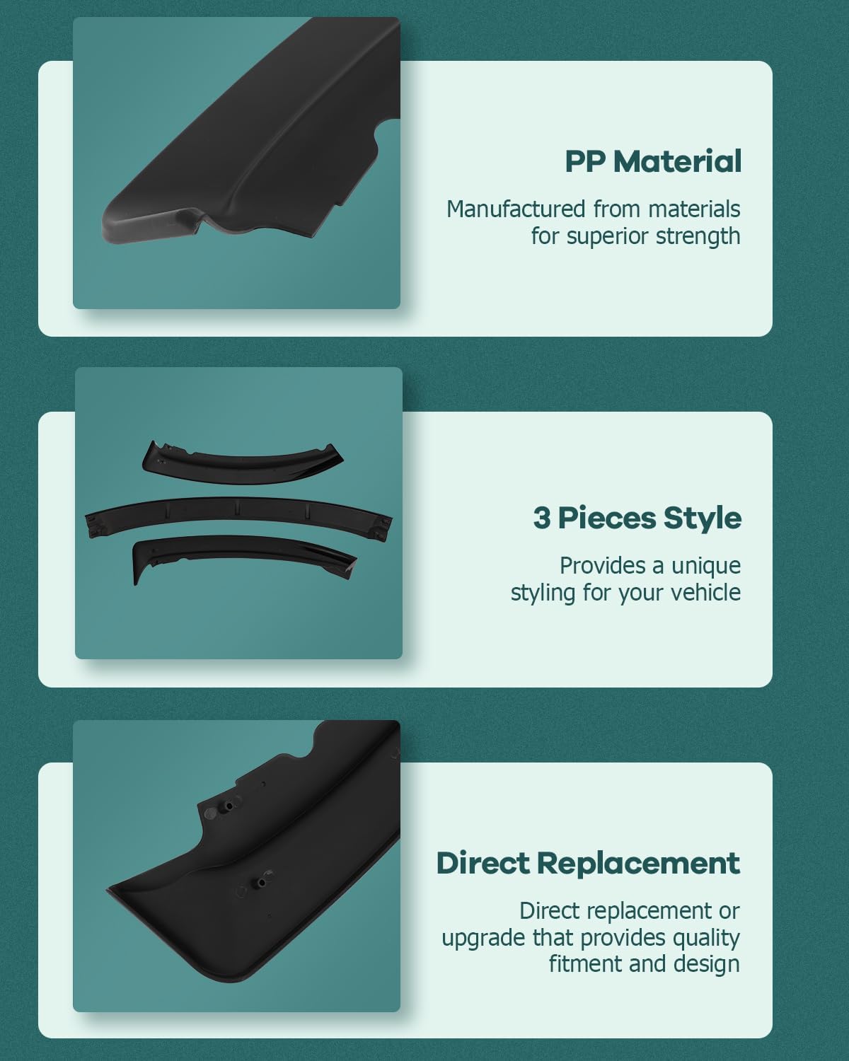 SCITOO Plastic Front Lip Spoiler fits for 2013-2014 for Ford for Focus ST Matte Black Front Bumper Lip