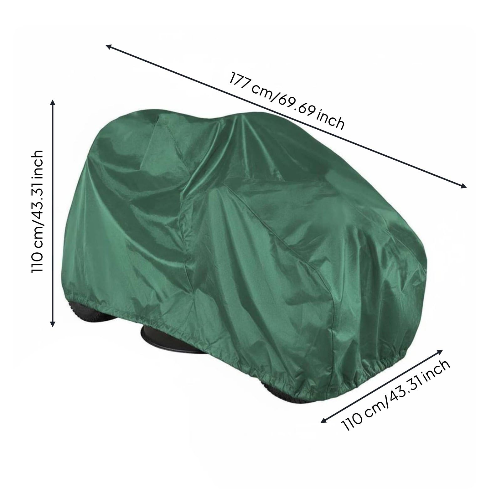 Housse de Tondeuse Imperméable Housse de Tracteur Tondeuse Anti-Poussière Protection Extérieure pour Extérieur, Jardin, Vert Foncé, M 177 110 110CM