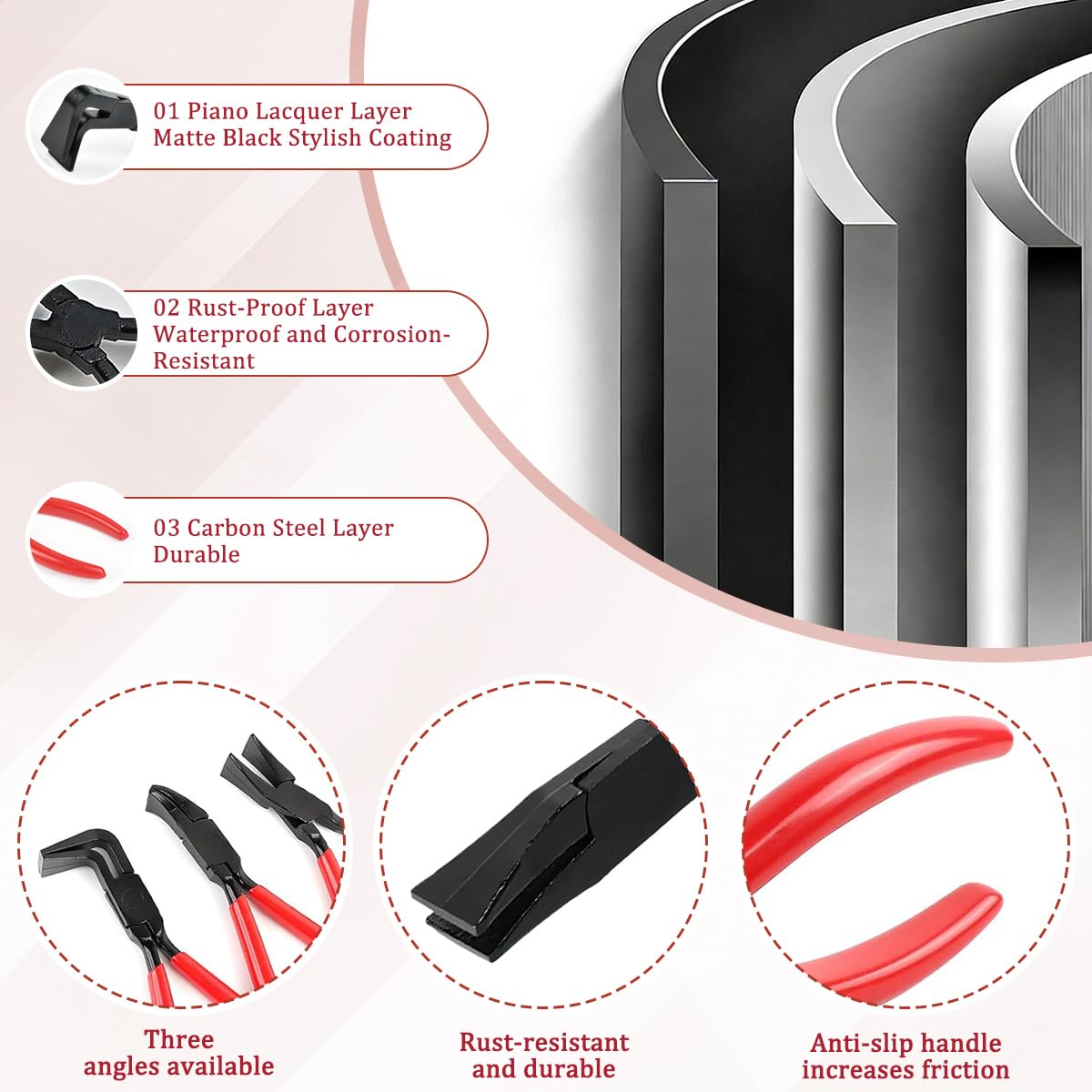 Juego de 3 Alicates para Doblar Chapa y Hojas Metálicas (0° 45° 90°) | Plegadora Manual Recta de 22mm, Pinzas Dobladora Multifuncional de Metal para Techado, 18cm
