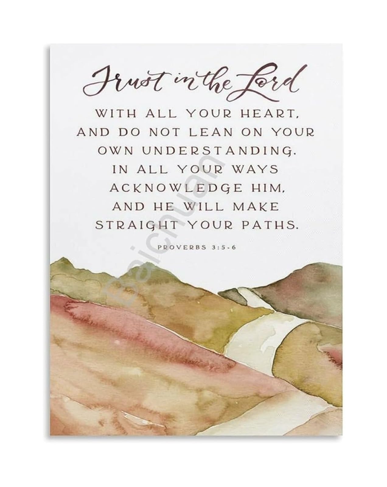 SSOPTMCB Inspirational Bible Verse Poster Proverbs 3 5 6 Trust In The Lord Vintage Print For Home Office And Church Decor(Unframed,12x18inch(30x45cm))