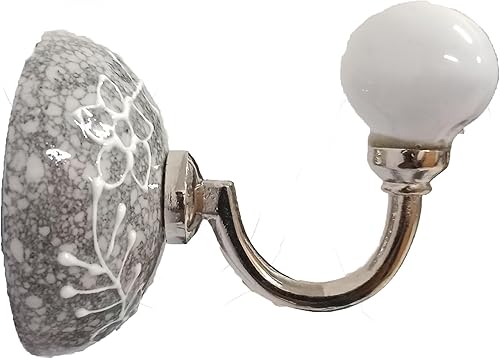 Miniatura 4 de PARIJAT HANDICRAFT Juego de 2 ganchos de pared de metal de cerámica para colgar ropa, sombrero, abrigo, bata, gancho de metal, gancho de puerta,