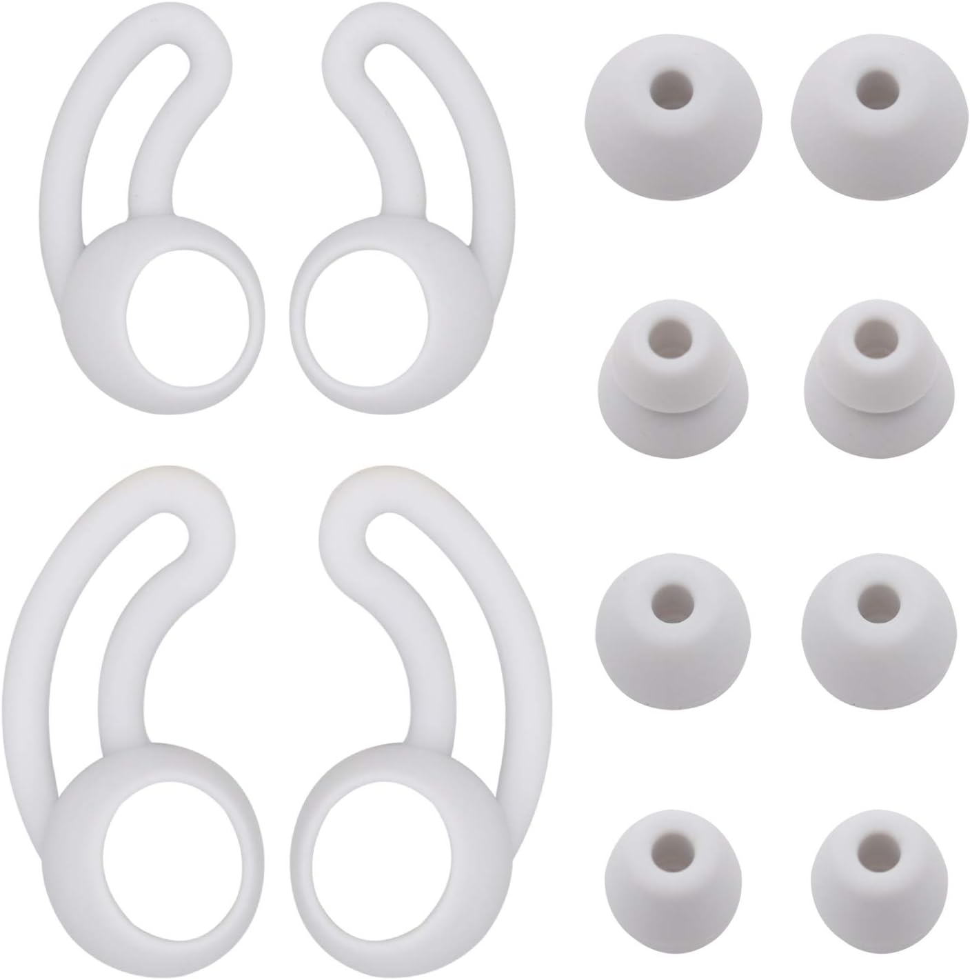 Eartips Wingtips Replacement for BeatsX, Ultra Soft Silicone Earbud Tips Earhook, 4 Pair S/M/L Double Flange Size Eartips & 2 Pair S/L Size Wingtips (Silver)