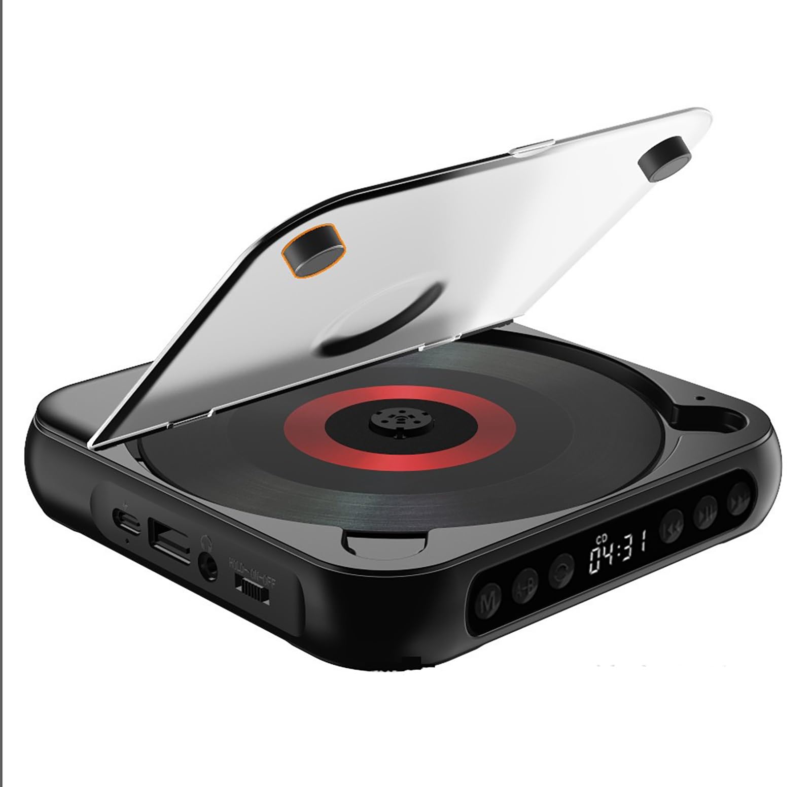 Lettore CD Bluetooth portatile con suono Hi-Fi, lettore musicale compatto ricaricabile per viaggi, casa e auto, riproduce CD, CD-R, RW e MP3, supporta AUX e cuffie
